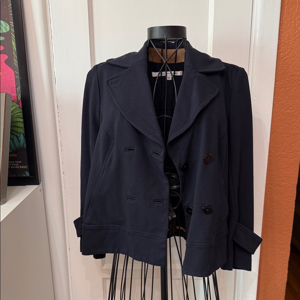Diane Von Furstenberg Dark Blue Pea Coat-Sz 2